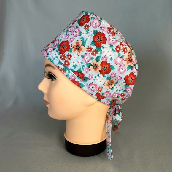 Reversible Unisex Floral and Unicorns Surgical Scrub Cap Hat! Preshrunk Cotton - Picture 2 of 5